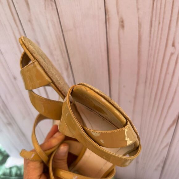 CHRISTIAN DIOR Buff Patent Leather Wedge Sandal - Picture 11 of 16